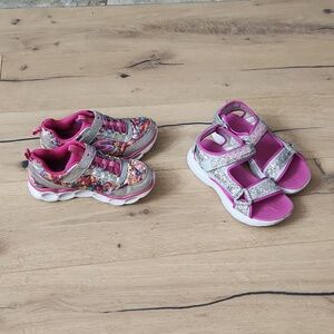 Size 2.5 girls light up sneakers and size 3 light up sketcher sandals